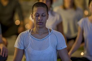 Group meditating