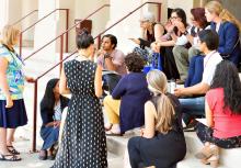 Ariana Thompson-Lastad, PhD, leading a breakout group at IM4US. 
